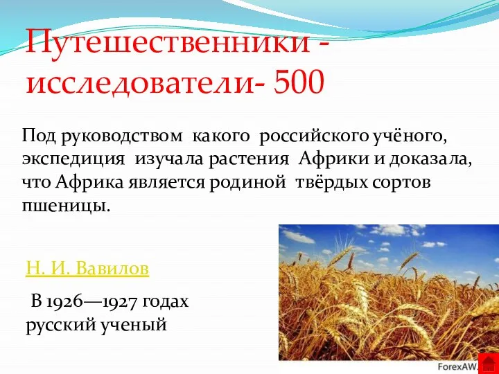 Путешественники - исследователи- 500 Под руководством какого российского учёного, экспедиция изучала растения