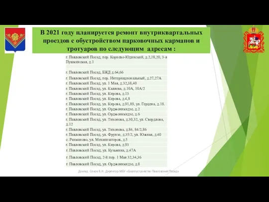 В 2021 году планируется ремонт внутриквартальных проездов с обустройством парковочных карманов и