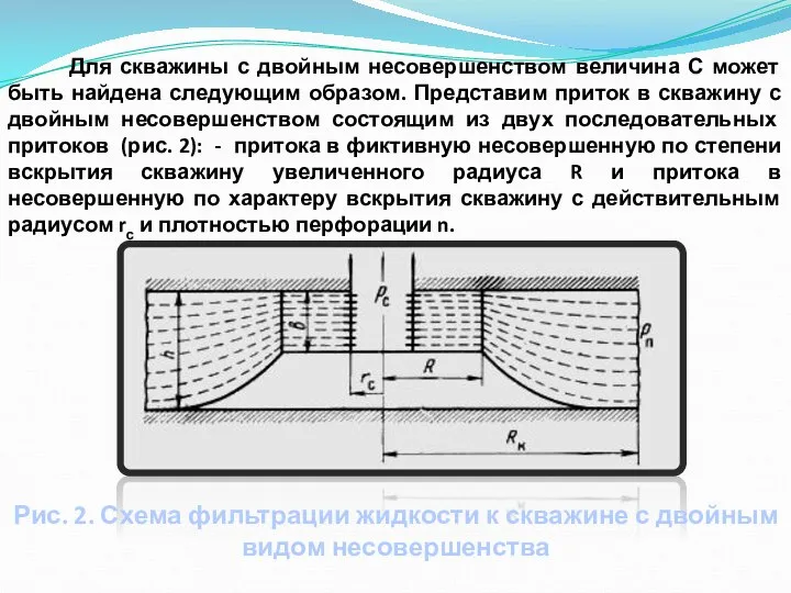 Для скважины с двойным несовершенством величина С может быть найдена следующим образом.