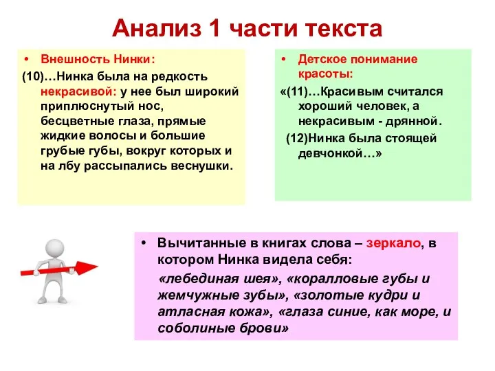 Анализ 1 части текста Детское понимание красоты: «(11)…Красивым считался хороший человек, а