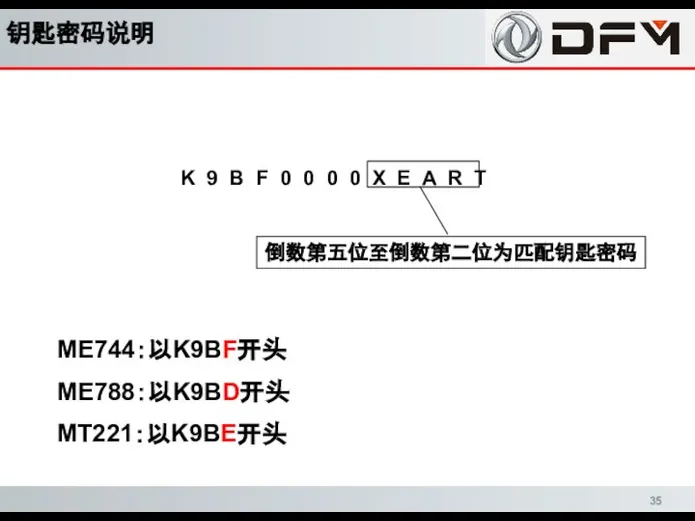 钥匙密码说明 ME744：以K9BF开头 ME788：以K9BD开头 MT221：以K9BE开头