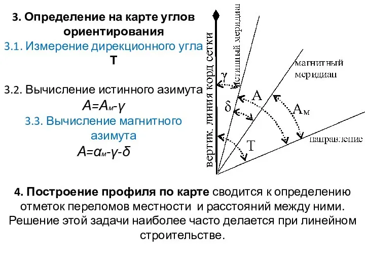 3. Определение на карте углов ориентирования 3.1. Измерение дирекционного угла Т 3.2.