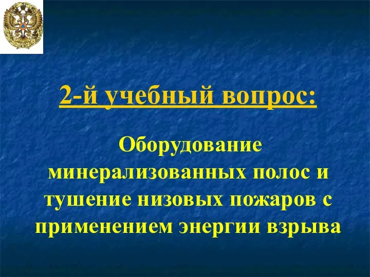 2-й учебный вопрос: Оборудование минерализованных полос и тушение низовых пожаров с применением энергии взрыва