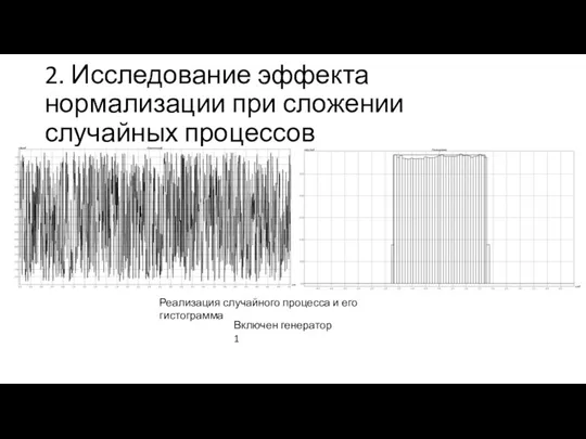 2. Исследование эффекта нормализации при сложении случайных процессов Реализация случайного процесса и