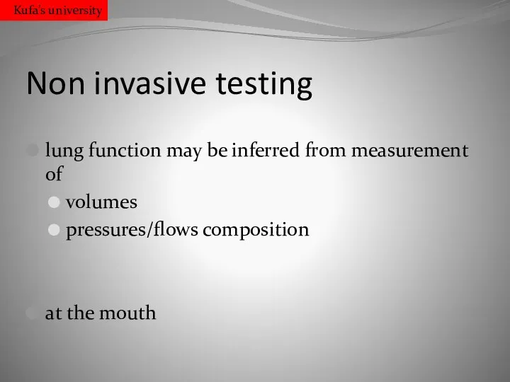 Non invasive testing lung function may be inferred from measurement of volumes