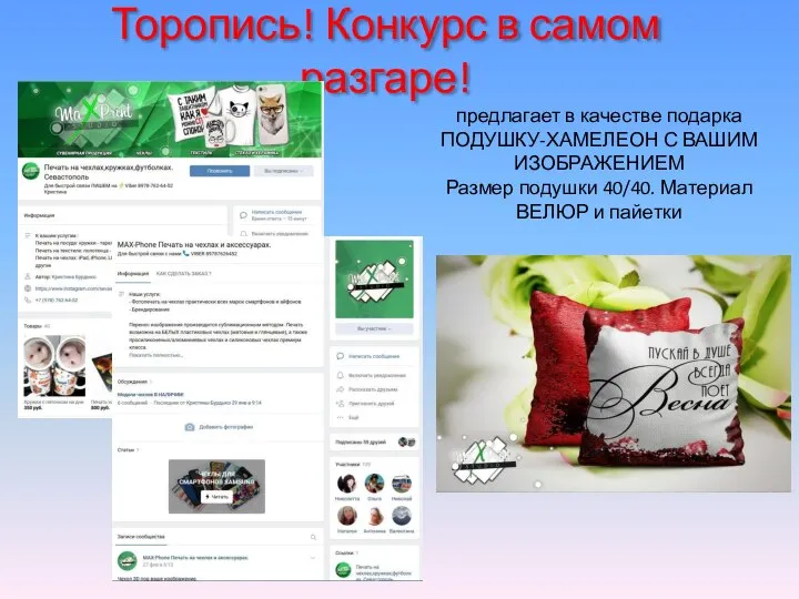 Торопись! Конкурс в самом разгаре! предлагает в качестве подарка ПОДУШКУ-ХАМЕЛЕОН С ВАШИМ