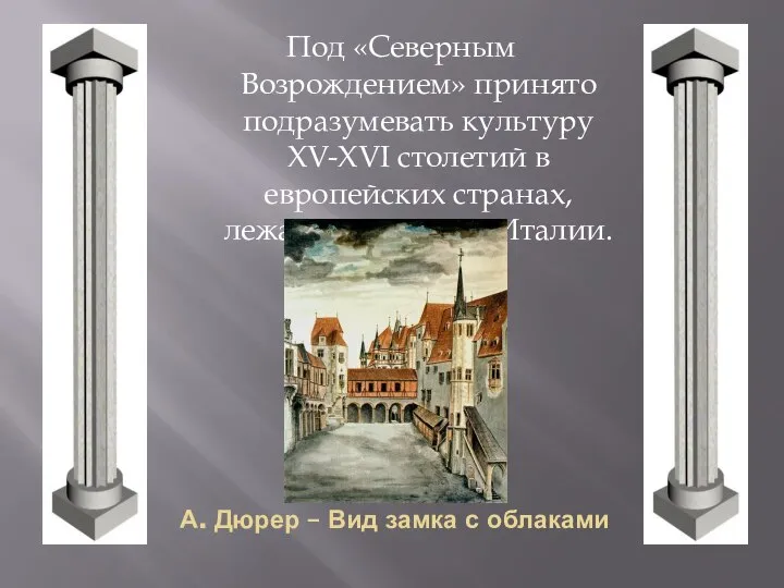 Под «Северным Возрождением» принято подразумевать культуру XV-XVI столетий в европейских странах, лежащих