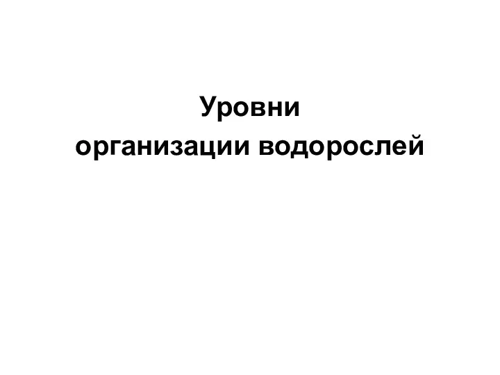 Уровни организации водорослей