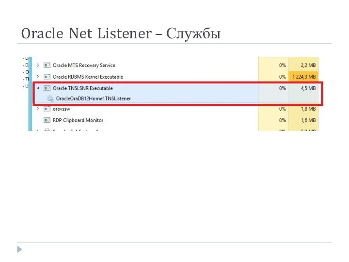 Oracle Net Listener – Службы