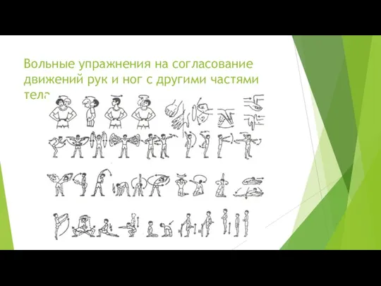 Вольные упражнения на согласование движений рук и ног с другими частями тела