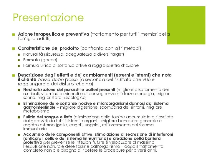 Presentazione Azione terapeutica e preventiva (trattamento per tutti i membri della famiglia