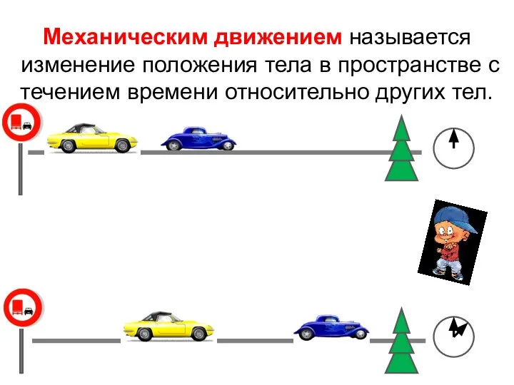 Механическим движением называется изменение положения тела в пространстве с течением времени относительно других тел.