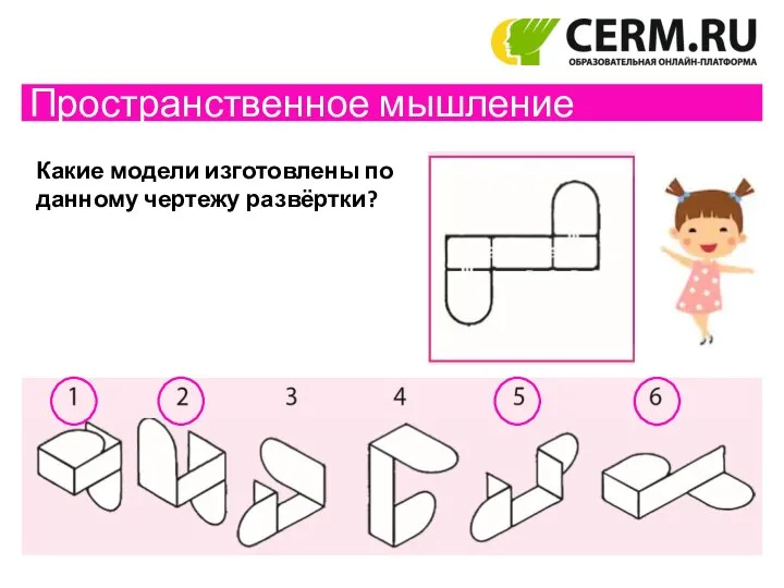 Пространственное мышление Какие модели изготовлены по данному чертежу развёртки?