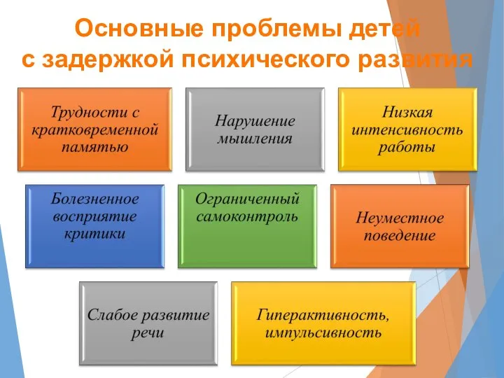 Основные проблемы детей с задержкой психического развития