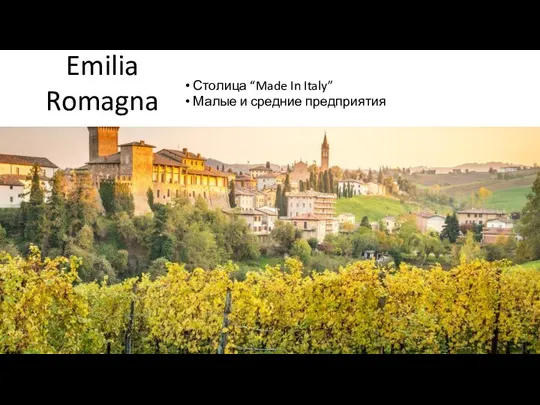 Emilia Romagna Столица “Made In Italy” Малые и средние предприятия