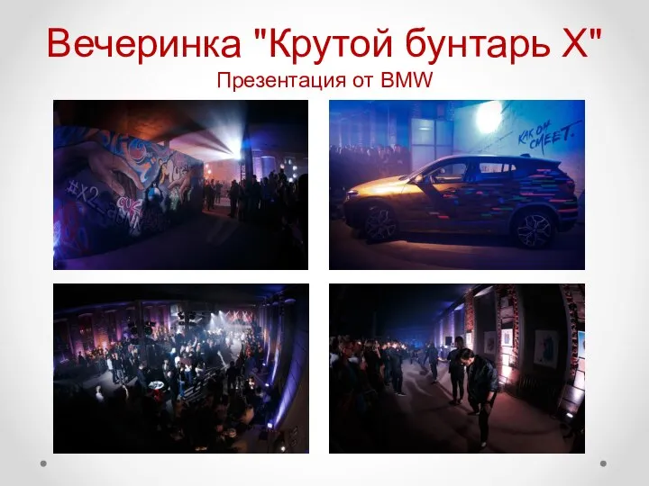 Вечеринка "Крутой бунтарь Х" Презентация от BMW