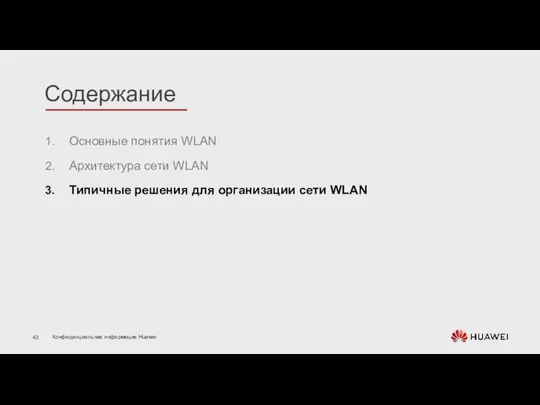 Основные понятия WLAN Архитектура сети WLAN Типичные решения для организации сети WLAN