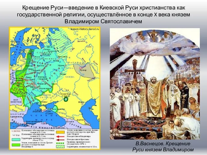 Крещение Руси—введение в Киевской Руси христианства как государственной религии, осуществлённое в конце