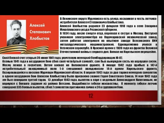 В Ленинском округе Мурманска есть улица, названная в честь летчика-истребителя Алексея Степановича