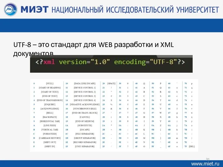 UTF-8 – это стандарт для WEB разработки и XML документов.