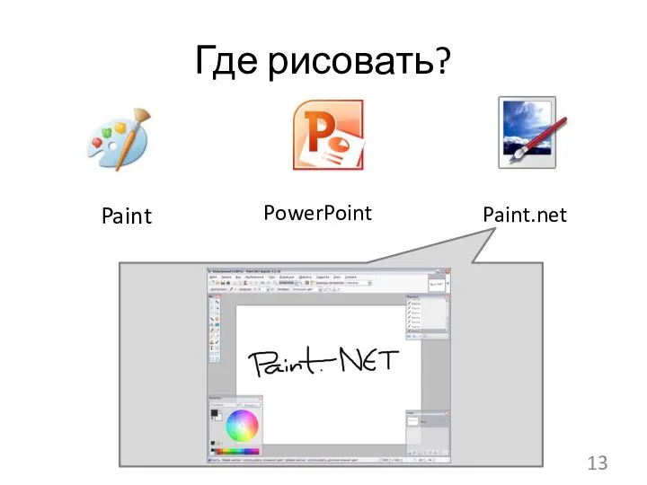 Где рисовать? 13 Paint PowerPoint Paint.net