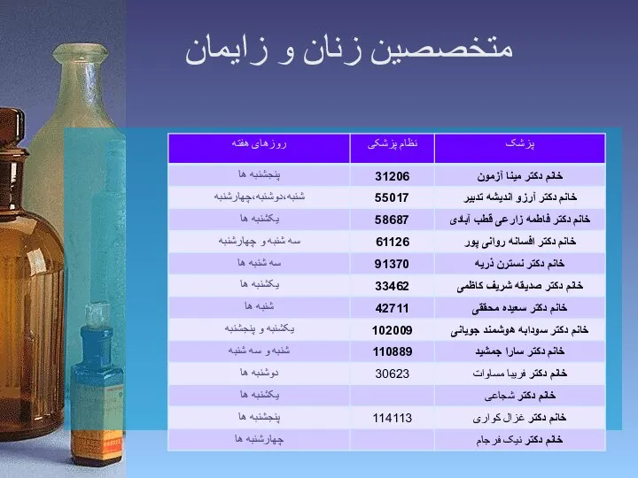 متخصصین زنان و زایمان