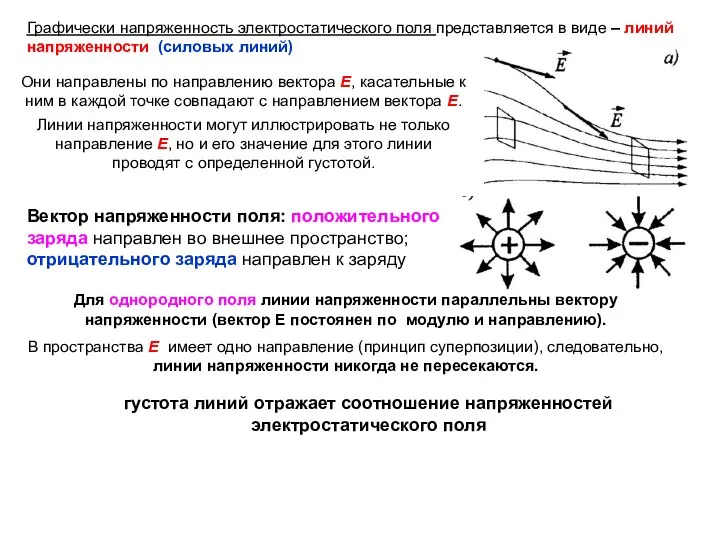 Они направлены по направлению вектора E, касательные к ним в каждой точке