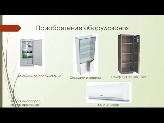 Приобретение оборудования Холодильное оборудование Стеллажи и витрины Сейф для НС, ПВ, СДВ