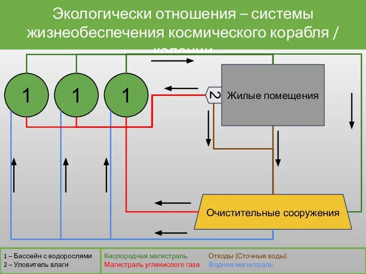 Экологически отношения – системы жизнеобеспечения космического корабля / колонии Очистительные сооружения 1