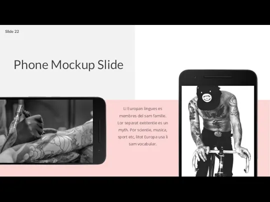 Phone Mockup Slide Li Europan lingues es membres del sam familie. Lor