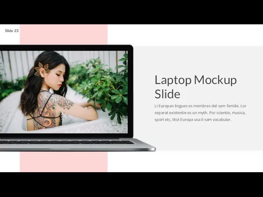 Laptop Mockup Slide Li Europan lingues es membres del sam familie. Lor