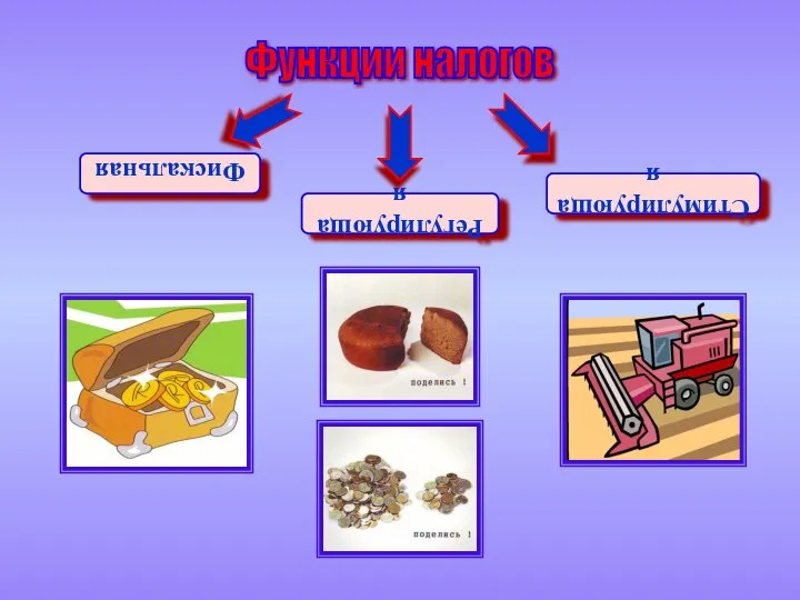 Функции налогов Фискальная Регулирующая Стимулирующая