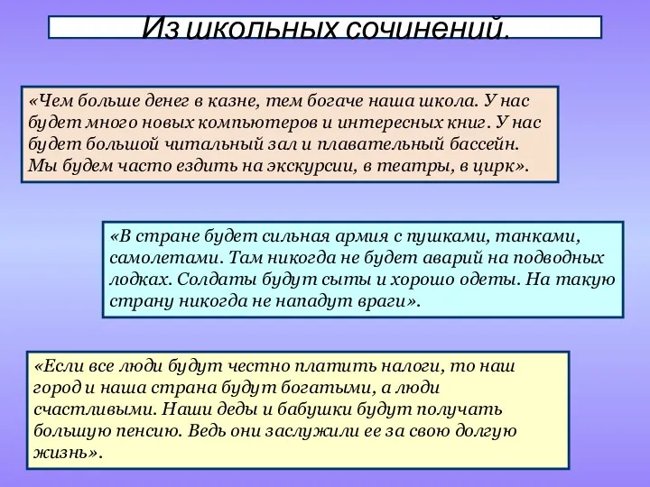 Из школьных сочинений. «Чем больше денег в казне, тем богаче наша школа.