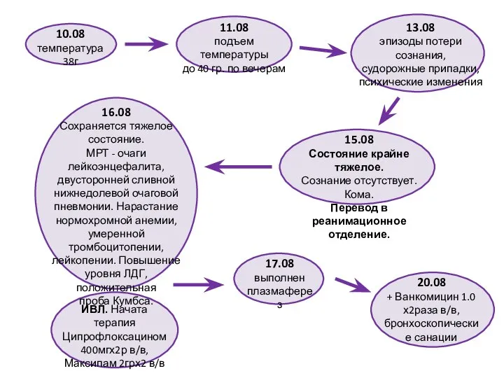 10.08 температура 38г 11.08 подъем температуры до 40 гр. по вечерам 13.08