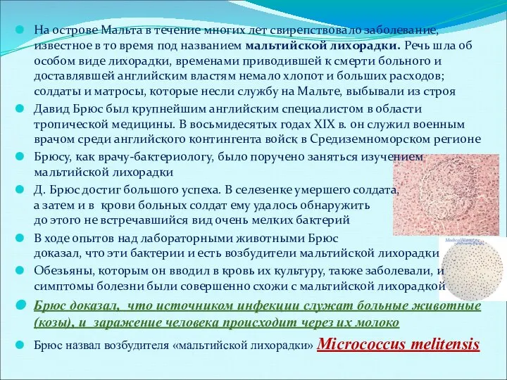 На острове Мальта в течение многих лет свирепствовало заболевание, известное в то