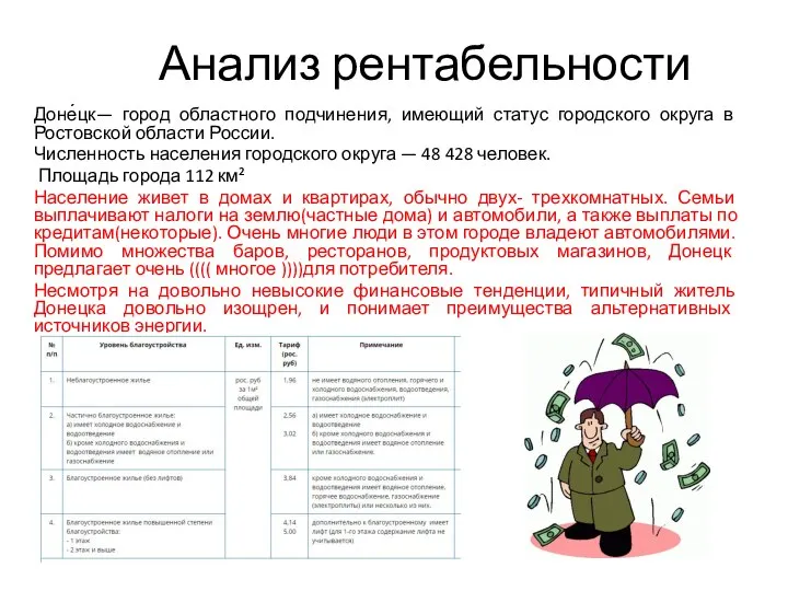 Анализ рентабельности Доне́цк— город областного подчинения, имеющий статус городского округа в Ростовской