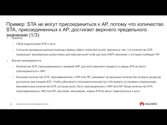 Пример: STA не могут присоединиться к AP, потому что количество STA, присоединенных