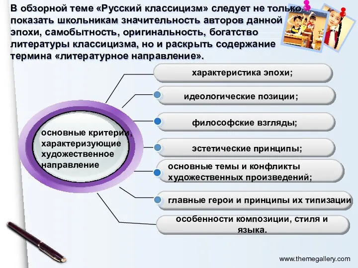 В обзорной теме «Русский классицизм» следует не только показать школьникам значительность авторов