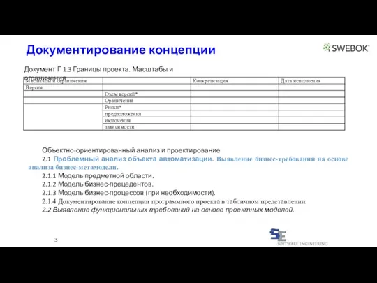 3 Документ Г 1.3 Границы проекта. Масштабы и ограничения Объектно-ориентированный анализ и