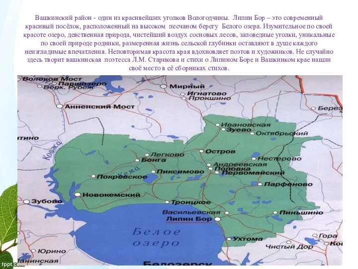 Вашкинский район - один из красивейших уголков Вологодчины. Липин Бор – это