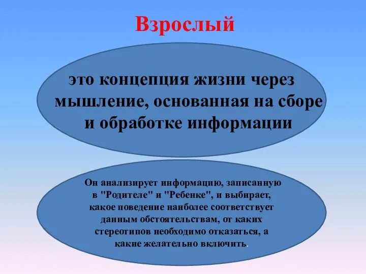 Взрослый это концепция жизни через мышление, основанная на сборе и обработке информации