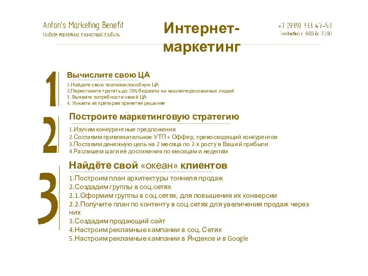 Найдёте свой «океан» клиентов 1.Построим план архитектуры тоннеля продаж 2.Создадим группы в