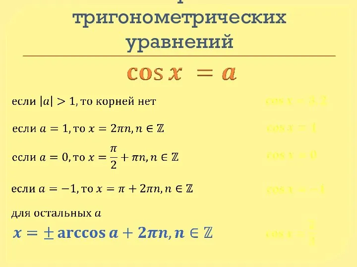 Решение простейших тригонометрических уравнений