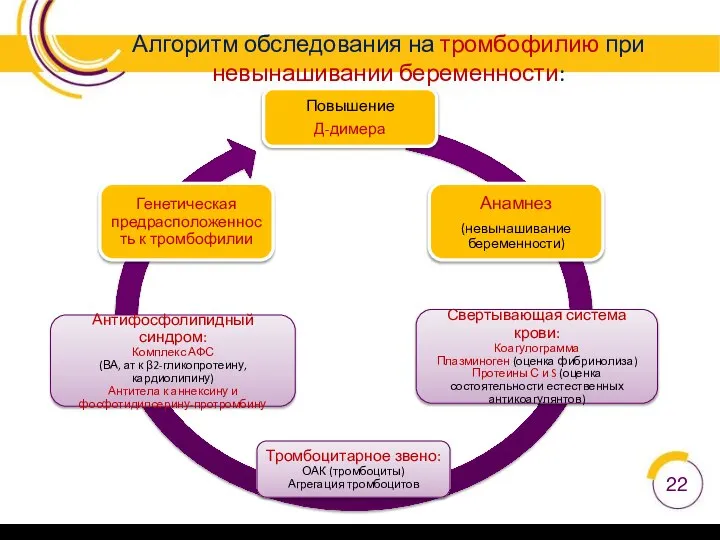 Алгоритм обследования на тромбофилию при невынашивании беременности: