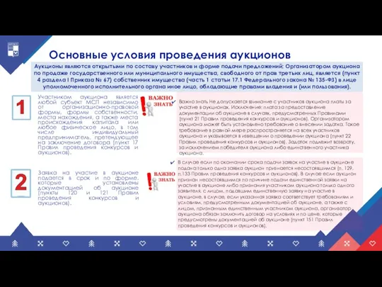 Основные условия проведения аукционов Аукционы являются открытыми по составу участников и форме