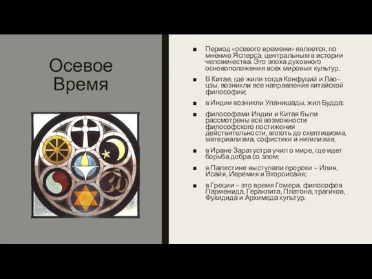 Осевое Время Период «осевого времени» является, по мнению Ясперса, центральным в истории