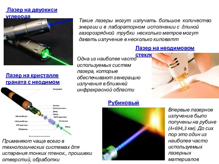 Лазер на двуокиси углерода Такие лазеры могут излучать большое количество энергии и