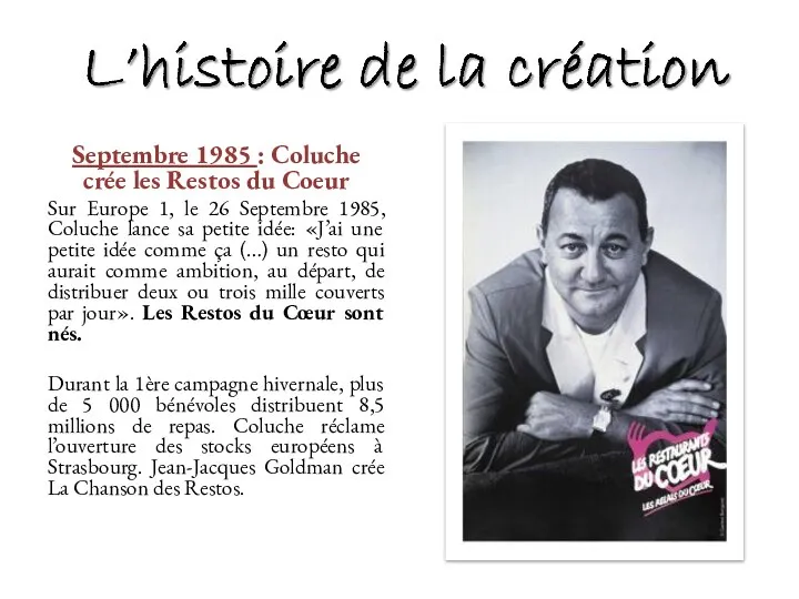 Septembre 1985 : Coluche crée les Restos du Coeur Sur Europe 1,