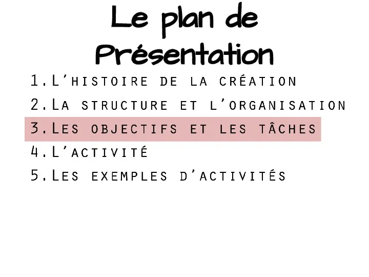 Le plan de Présentation