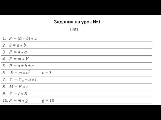 Задания на урок №1